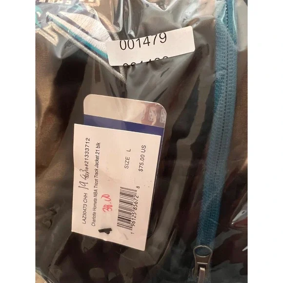 Charlotte Hornets NBA Full Zip Jacket Track Black Teal‎ Mens L G-III Carl Banks - Picture 7 of 9